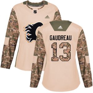 Dámské NHL Calgary Flames dresy Johnny Gaudreau 13 Authentic Camo Adidas Veterans Day Practice