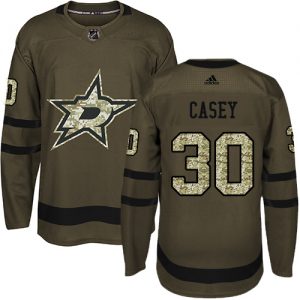 Pánské NHL Dallas Stars dresy 30 Jon Casey Authentic Zelená Adidas Salute to Service