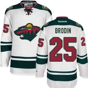 Pánské NHL Minnesota Wild dresy 25 Jonas Brodin Authentic Bílý Reebok Venkovní hokejové dresy