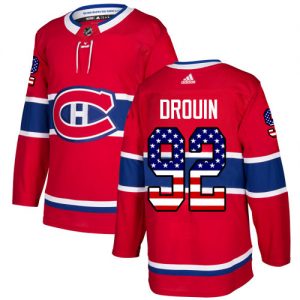 Pánské NHL Montreal Canadiens dresy 92 Jonathan Drouin Authentic Červené Adidas USA Flag Fashion