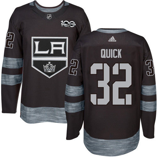 Pánské NHL Los Angeles Kings dresy 32 Jonathan Quick Authentic Černá Adidas 1917 2017 100th Anniversary