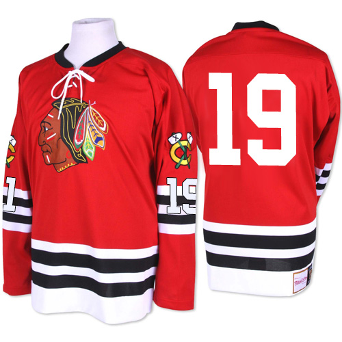 Pánské NHL Chicago Blackhawks dresy 19 Jonathan Toews Authentic 1960 61 Throwback Červené Mitchell and Ness