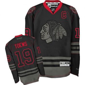 Pánské NHL Chicago Blackhawks dresy 19 Jonathan Toews Authentic Černá Reebok hokejové dresy