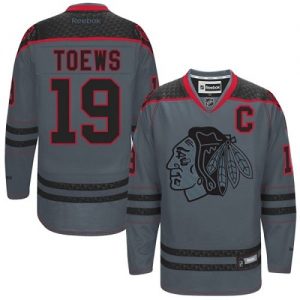 Pánské NHL Chicago Blackhawks dresy 19 Jonathan Toews Authentic Charcoal Reebok Cross Check Fashion