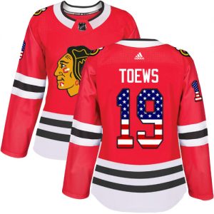 Dámské NHL Chicago Blackhawks dresy 19 Jonathan Toews Authentic Červené Adidas USA Flag Fashion