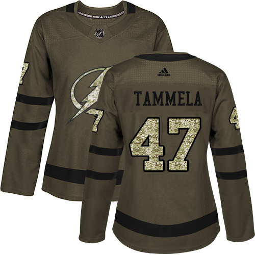 Dámské NHL Tampa Bay Lightning dresy 47 Jonne Tammela Authentic Zelená Adidas Salute to Service