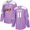 Pánské NHL Carolina Hurricanes dresy 11 Jordan Staal Authentic Nachový Adidas Fights Cancer Practice