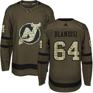 Pánské NHL New Jersey Devils dresy 64 Joseph Blandisi Authentic Zelená Adidas Salute to Service