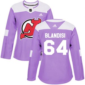 Dámské NHL New Jersey Devils dresy 64 Joseph Blandisi Authentic Nachový Adidas Fights Cancer Practice