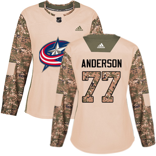 Dámské NHL Columbus Blue Jackets dresy 77 Josh Anderson Authentic Camo Adidas Columbus Blue Jackets dresy 77 Veterans Day Practice