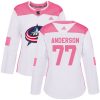 Dámské NHL Columbus Blue Jackets dresy 77 Josh Anderson Authentic Bílý Růžový Adidas Fashion