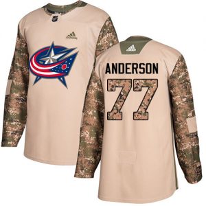 Dětské NHL Columbus Blue Jackets dresy 77 Josh Anderson Authentic Camo Adidas Veterans Day Practice