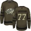 Dětské NHL Columbus Blue Jackets dresy 77 Josh Anderson Authentic Zelená Adidas Salute to Service