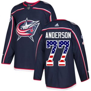 Dětské NHL Columbus Blue Jackets dresy 77 Josh Anderson Authentic Námořnická modrá Adidas USA Flag Fashion