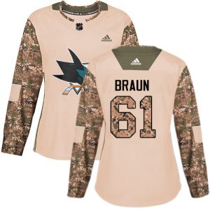 Dámské NHL San Jose Sharks dresy 6 Justin Braun Authentic Camo Adidas1 Veterans Day Practice