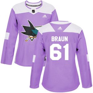 Dámské NHL San Jose Sharks dresy 6 Justin Braun Authentic Nachový Adidas1 Fights Cancer Practice