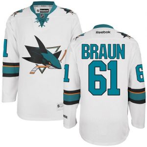 Dámské NHL San Jose Sharks dresy 6 Justin Braun Authentic Bílý Reebok1 Venkovní
