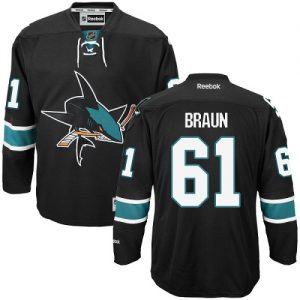 Dětské NHL San Jose Sharks dresy 61 Justin Braun Authentic Černá Reebok Alternativní hokejové dresy