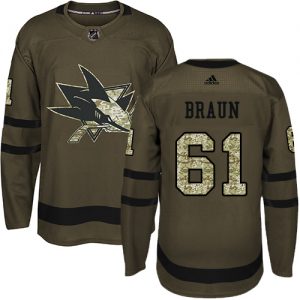 Dětské NHL San Jose Sharks dresy 61 Justin Braun Authentic Zelená Adidas Salute to Service