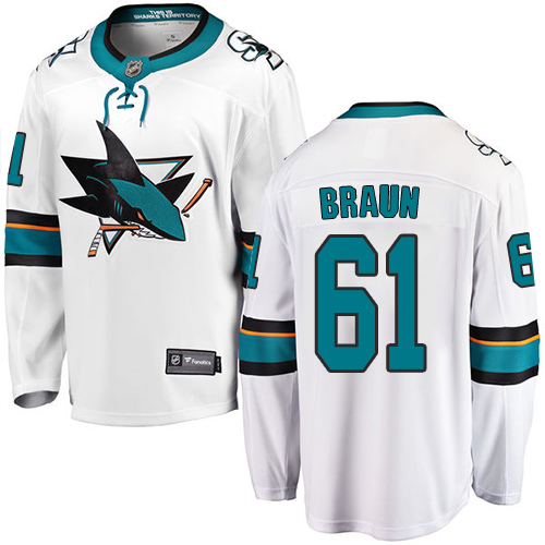 Dětské NHL San Jose Sharks dresy 61 Justin Braun Breakaway Bílý Fanatics Branded Venkovní