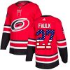 Pánské NHL Carolina Hurricanes dresy 27 Justin Faulk Authentic Červené Adidas USA Flag Fashion