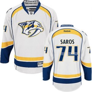 Pánské NHL Nashville Predators dresy 74 Juuse Saros Authentic Bílý Reebok Venkovní hokejové dresy