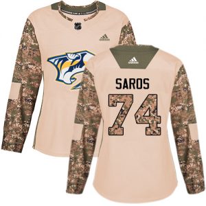 Dámské NHL Nashville Predators dresy 74 Juuse Saros Authentic Camo Adidas Veterans Day Practice