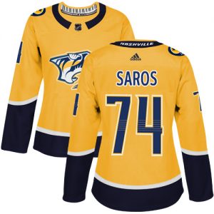 Dámské NHL Nashville Predators dresy 74 Juuse Saros Authentic Zlato Adidas Domácí