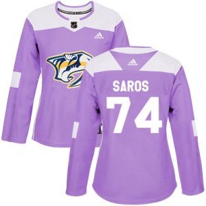 Dámské NHL Nashville Predators dresy 74 Juuse Saros Authentic Nachový Adidas Fights Cancer Practice