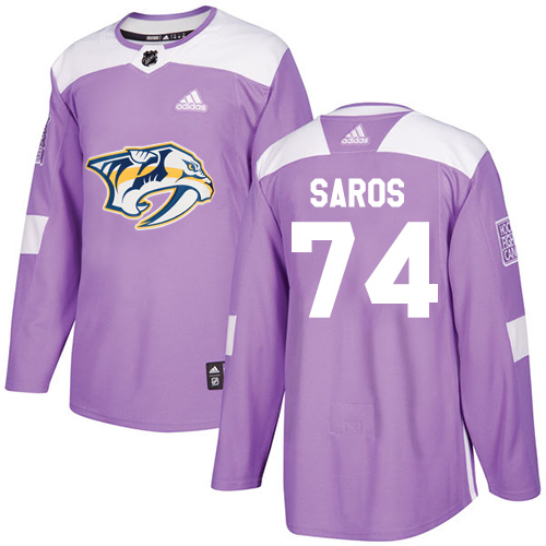 Dětské NHL Nashville Predators dresy 74 Juuse Saros Authentic Nachový Adidas Fights Cancer Practice