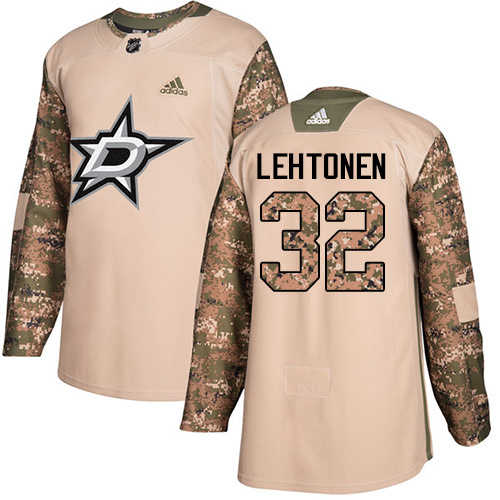 Pánské NHL Dallas Stars dresy 32 Kari Lehtonen Authentic Camo Adidas Veterans Day Practice