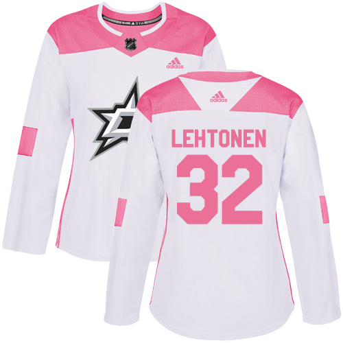 Dámské NHL Dallas Stars dresy 32 Kari Lehtonen Authentic Bílý Růžový Adidas Fashion