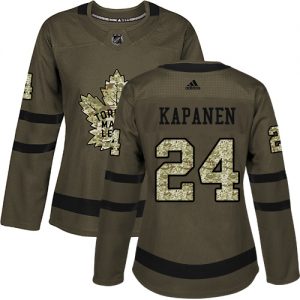 Dámské NHL Toronto Maple Leafs dresy 24 Kasperi Kapanen Authentic Zelená Adidas Salute to Service