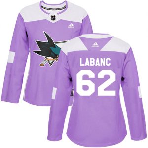 Dámské NHL San Jose Sharks dresy 62 Kevin Labanc Authentic Nachový Adidas Fights Cancer Practice