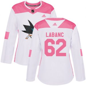 Dámské NHL San Jose Sharks dresy 62 Kevin Labanc Authentic Bílý Růžový Adidas Fashion