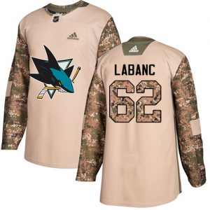 Dětské NHL San Jose Sharks dresy 62 Kevin Labanc Authentic Camo Adidas Veterans Day Practice