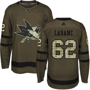 Dětské NHL San Jose Sharks dresy 62 Kevin Labanc Authentic Zelená Adidas Salute to Service