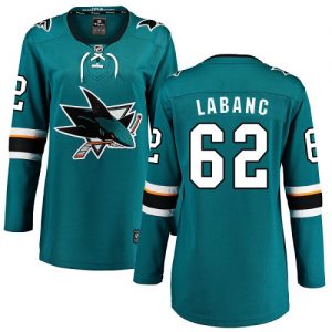 Dámské NHL San Jose Sharks dresy 62 Kevin Labanc Breakaway Teal Zelená Fanatics Branded Domácí