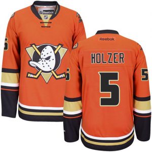 Dámské NHL Anaheim Ducks dresy 5 Korbinian Holzer Authentic Oranžový Reebok Alternativní hokejové dresy