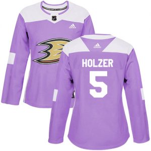 Dámské NHL Anaheim Ducks dresy 5 Korbinian Holzer Authentic Nachový Adidas Fights Cancer Practice