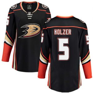 Dámské NHL Anaheim Ducks dresy 5 Korbinian Holzer Breakaway Černá Fanatics Branded Domácí