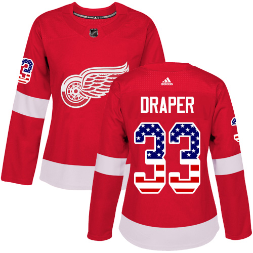 Dámské NHL Detroit Red Wings dresy 33 Kris Draper Authentic Červené Adidas USA Flag Fashion