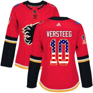 Dámské NHL Calgary Flames dresy Kris Versteeg 10 Authentic Červené Adidas USA Flag Fashion