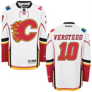 Dámské NHL Calgary Flames dresy Kris Versteeg 10 Authentic Bílý Reebok Venkovní hokejové dresy