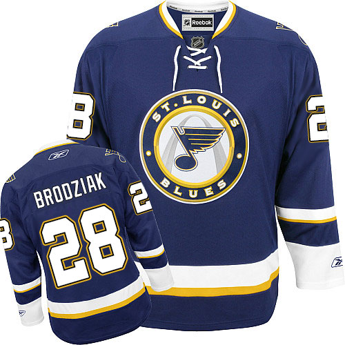 Pánské NHL St. Louis Blues dresy 28 Kyle Brodziak Authentic Námořnická modrá Reebok Alternativní hokejové dresy