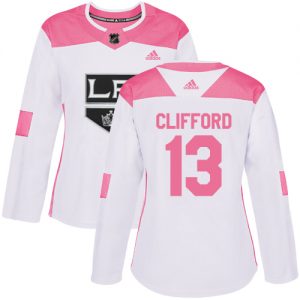Dámské NHL Los Angeles Kings dresy 13 Kyle Clifford Authentic Bílý Růžový Adidas Fashion