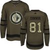 Pánské NHL Winnipeg Jets dresy 81 Kyle Connor Authentic Zelená Adidas Salute to Service