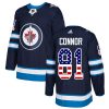 Pánské NHL Winnipeg Jets dresy 81 Kyle Connor Authentic Námořnická modrá Adidas USA Flag Fashion