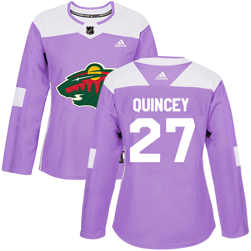 Dámské NHL Minnesota Wild dresy 27 Kyle Quincey Authentic Nachový Adidas Fights Cancer Practice