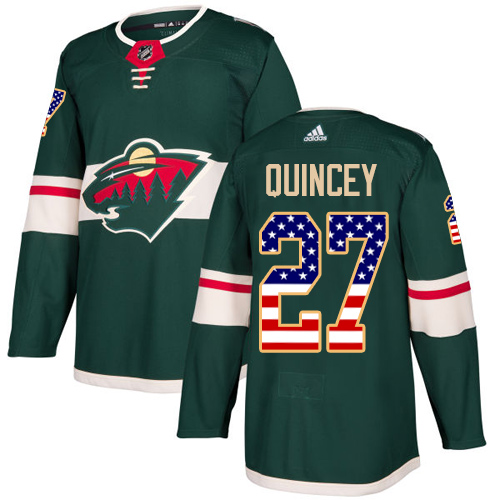 Dětské NHL Minnesota Wild dresy 27 Kyle Quincey Authentic Zelená Adidas USA Flag Fashion